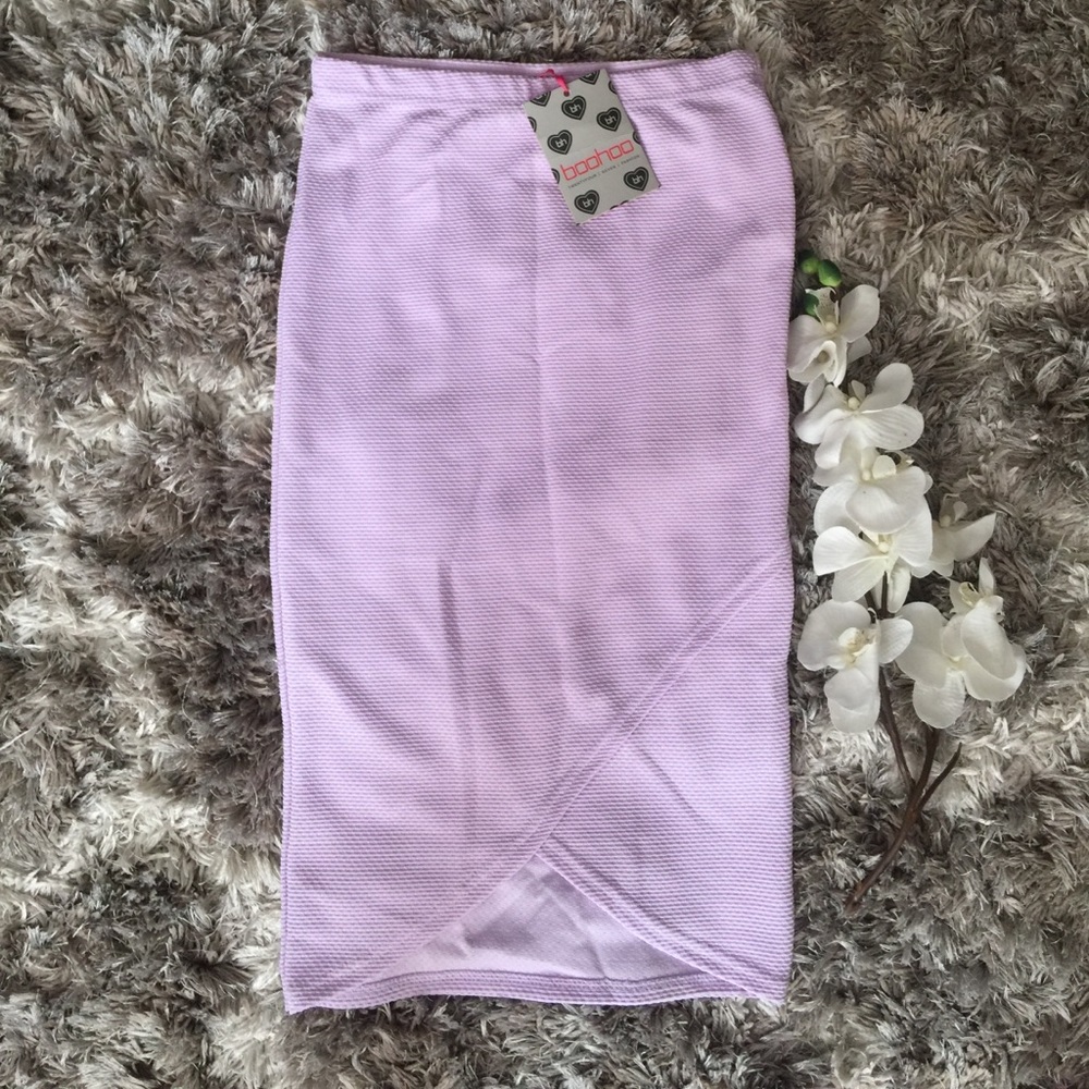 BOOHOO Lilac Wrap Pencil Skirt
